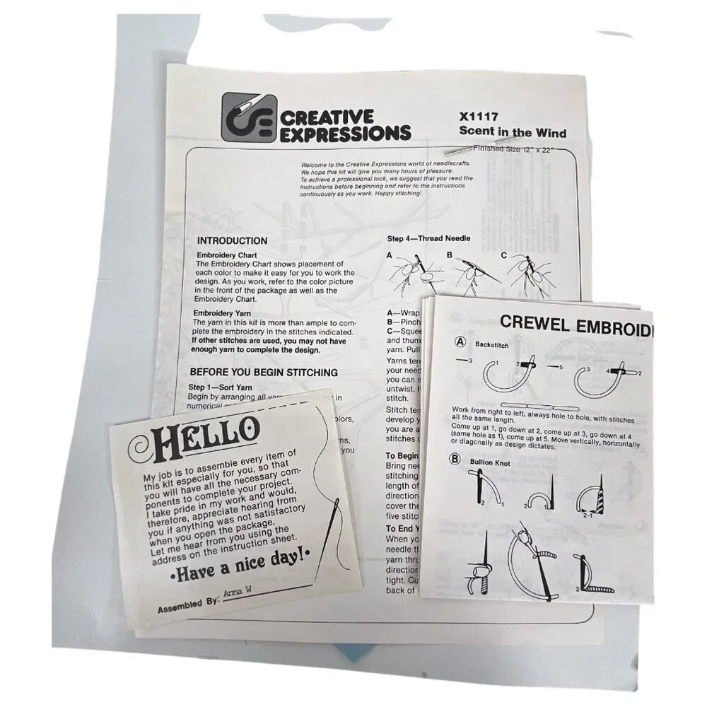 Vintage‎ Creative Expressions Crewel Embroidery Kit Scent In The Wind Deer 1980